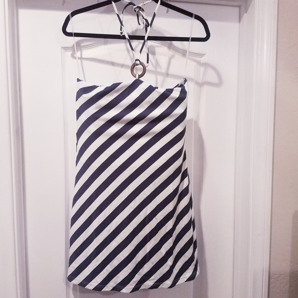 MATERNITY Striped Long Halter Style Top
